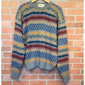 Vintage Mcgregor Men Colorful Grandpa Sweater Geometric Striped Crew Neck Grunge